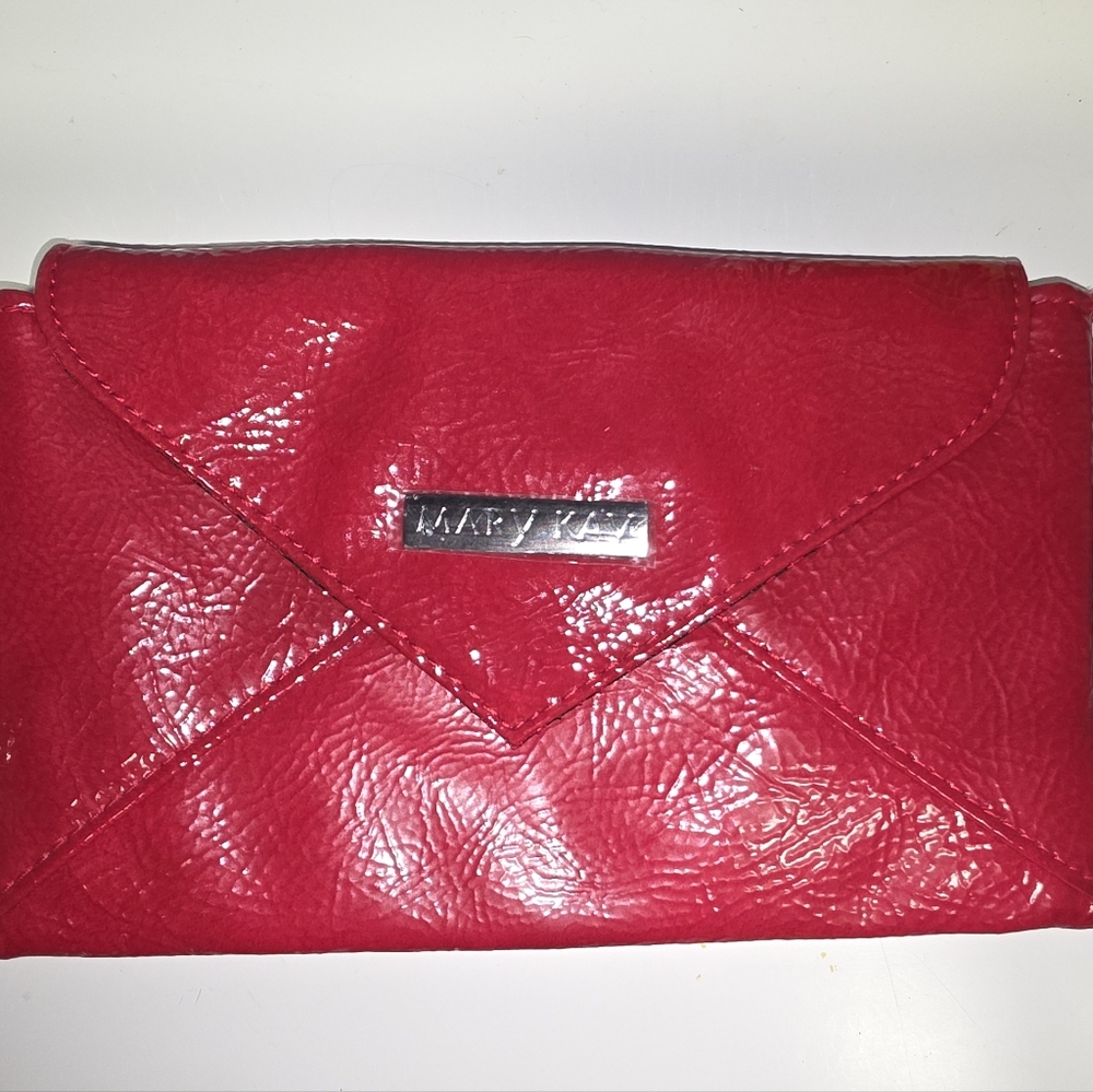 Rare New Mary Kay Red Clutch Envelope Bag Soft Leather